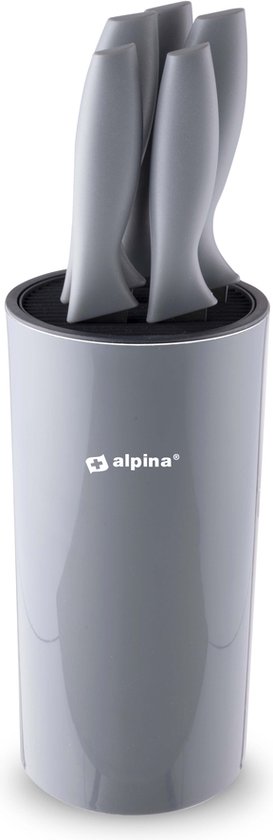 alpina Messenblok met Messen - 6 Delig - Messenset - RVS - Grijs