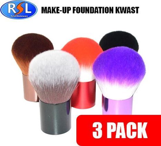 3 Stuks - Foundationkwasten - Make Up Borstels