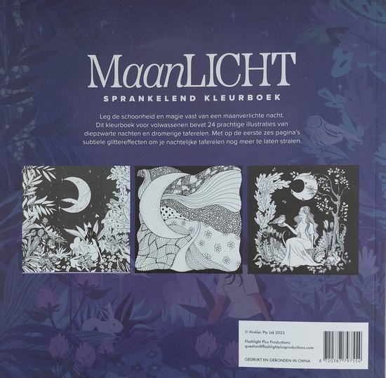 Maanlicht Sprankelende Kleurboek - Kleurplaten met Glitters - Volwassenen